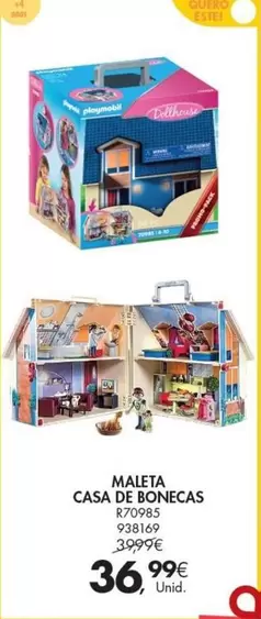 Oferta de Playmobil - Maleta Casa De Bonecas por 36,99€ em Pingo Doce