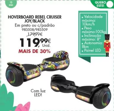 Oferta de .Com - Hoverboard Rebel Cruiser por 119,99€ em Pingo Doce