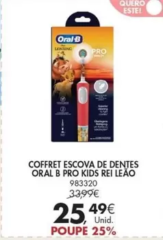 Oferta de Oral B - Coffret Escova De Dentes Pro Kids Rei por 25,49€ em Pingo Doce