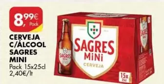 Oferta de Sagres Mini - Cerveja C/alcool por 8,99€ em Pingo Doce