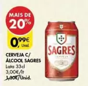 Oferta de Sagres - Cerveja C/ Álcool por 0,99€ em Pingo Doce