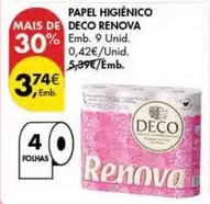 Oferta de Renova - Papel Higienico por 3,74€ em Pingo Doce