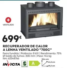 Oferta de Recuperador De Calor A Lenha Ventilado "700c" por 699€ em Bricomarché