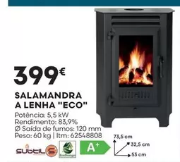 Oferta de Salamandra A Lenha "eco" por 399€ em Bricomarché