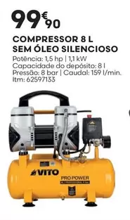 Oferta de Compressor 8 L Sem Oleo Silencioso por 99,9€ em Bricomarché