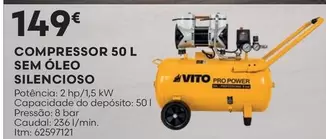 Oferta de Vito - Compressor 50 L Sem Oleo Silencioso por 149€ em Bricomarché