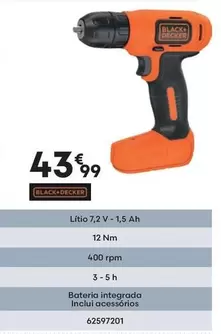 Oferta de Black & Decker - L;olio 7.2 V-1,5 Ah por 43,99€ em Bricomarché