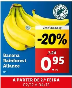 Oferta de Banana Rainforest Aliance por 0,95€ em Lidl