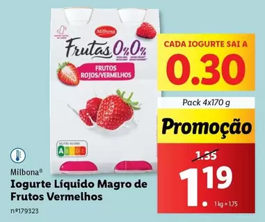 Oferta de Milbona - Iogurte Liquido Magro De Frutos Vermelhos por 1,19€ em Lidl