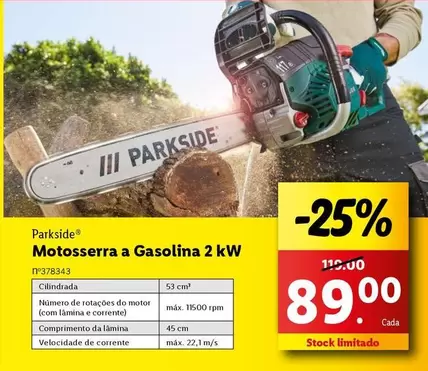 Oferta de Parkside - Motossss A Gasolina 2 Kw por 89€ em Lidl