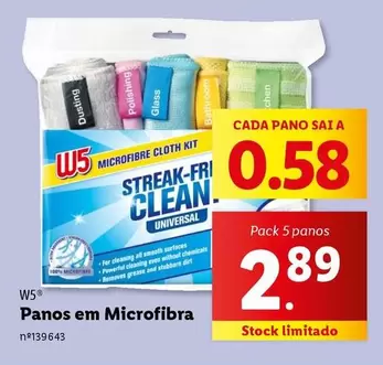 Oferta de W5 - Panos em Microfibra por 2,89€ em Lidl