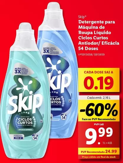 Oferta de A+ - Detergente Para Maquina De Roupa Liquido Cicos Curtos Antiodo/ Efficacia por 9,99€ em Lidl