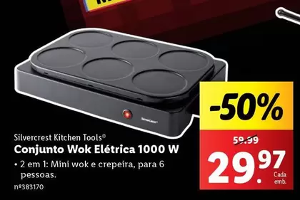 Oferta de Silvercrest - Conjunto Wok Eléctrica 1000 W por 29,97€ em Lidl