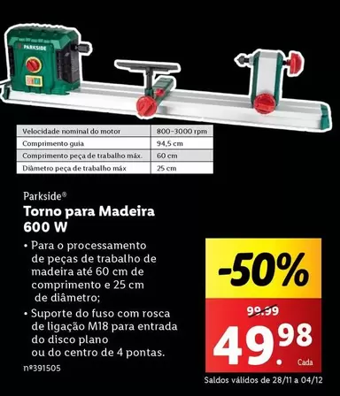 Oferta de Parkside - Torno Para Madeira 600 W por 49,98€ em Lidl