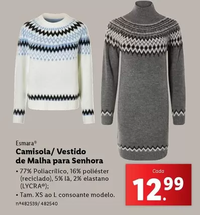 Oferta de Esmara - Camisola/ Vestido De Malha Para Senhora por 12,99€ em Lidl