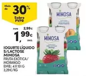 Oferta de Mimosa - Iogurte Liquido S/lactose por 1,99€ em Continente