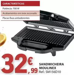 Oferta de Moulinex - Sandwicheira por 32,99€ em E.Leclerc