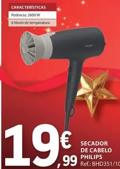 Oferta de Philips - Secador De Cabelo por 19,99€ em E.Leclerc