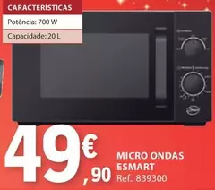 Oferta de Micro Ondas Esmart por 49,9€ em E.Leclerc