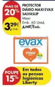 Oferta de Evax - Protector Diario Maxi por 3,29€ em Pingo Doce