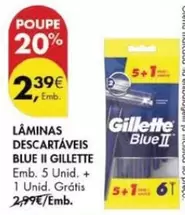 Oferta de Gillette - Laminas Descartaveis Blue Ii por 2,39€ em Pingo Doce