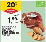 Oferta de Continente Bio - Batata Doce Laranja Biologica por 1,99€ em Continente Bom dia