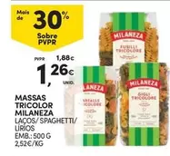 Oferta de Milaneza - Massas Tricolor por 1,26€ em Continente Bom dia