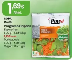 Oferta de Porsi - Sopa Programa Origens por 1,69€ em Intermarché