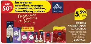 Oferta de Glade - Em Todos Os Aparelhos, Recargas Automaticas, Elétricas, Sense&&Spray E Sticks por 5,59€ em Pingo Doce