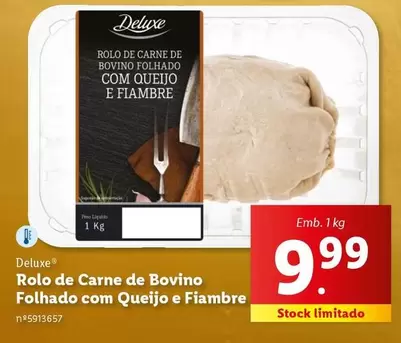 Oferta de Deluxe - Rolo De Carne De Bovino Folhado Com Queijo E Fiambre por 9,99€ em Lidl