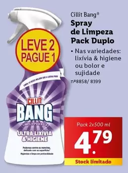 Oferta de Cillit Bang - Spray De Limpeza Pack Duplo por 4,79€ em Lidl