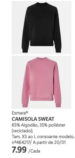 Oferta de A+ - Camisola Sweat por 7,99€ em Lidl