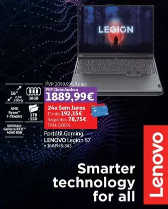 Oferta de Lenovo - Portátil Gaming Legion S7  por 2099,99€ em Auchan