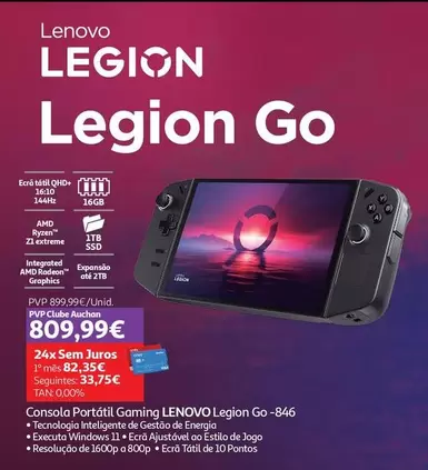 Oferta de Lenovo - Consola Portátil Gaming Legion Go-846 por 899,99€ em Auchan