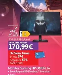 Oferta de HP - Monitor Gaming Omen 24 por 189,99€ em Auchan