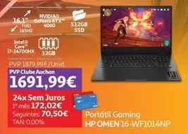 Oferta de HP - Portátil Gaming Omen 16-WF1014NP por 1879,99€ em Auchan