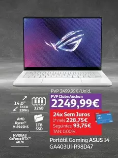 Oferta de Asus - Portátil Gaming 14 GA403UI-R98D47 por 2499,99€ em Auchan