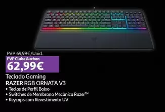 Oferta de Razer - Teclado Gaming RGB Ornata V3 por 69,99€ em Auchan