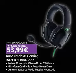 Oferta de Razer - Auscultadores Gaming Shark V2X  por 59,99€ em Auchan