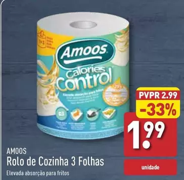 Oferta de Amoos - Rolo De Cozinha 3 Folhas por 1,99€ em Aldi