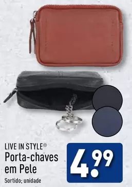 Oferta de Live In Style - Porta-Chaves Em Pele por 4,99€ em Aldi