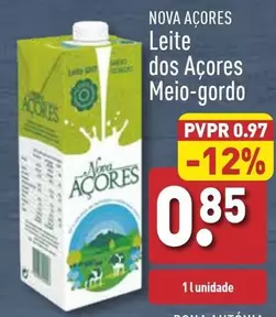 Oferta de Nova Açores - Leite Dos Açores Meio-Gordo por 0,85€ em Aldi