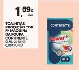 Oferta de Continente - Toalhitas Proteção P/Maquina Da Roupa por 1,59€ em Continente