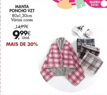 Oferta de Manta Poncho VZT por 9,99€ em Pingo Doce