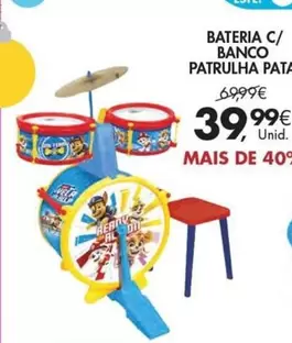 Oferta de Patrulha Pata - Bateria C/ Banco por 39,99€ em Pingo Doce