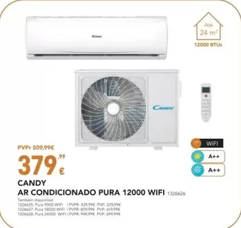 Oferta de Candy -  Ar Condicionado Pura 12000 Wifi por 379€ em Radio Popular