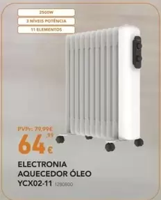 Oferta de Electronia - Electronica Aquecedor Oleo por 64,99€ em Radio Popular