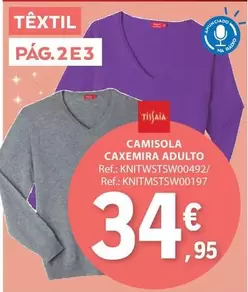 Oferta de Camisola Caxemira Adulto por 34,95€ em E.Leclerc