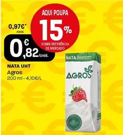 Oferta de Agros - Nata Uht por 0,82€ em Intermarché