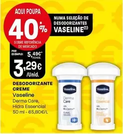 Oferta de Vaseline - Desodorizante Creme por 3,29€ em Intermarché